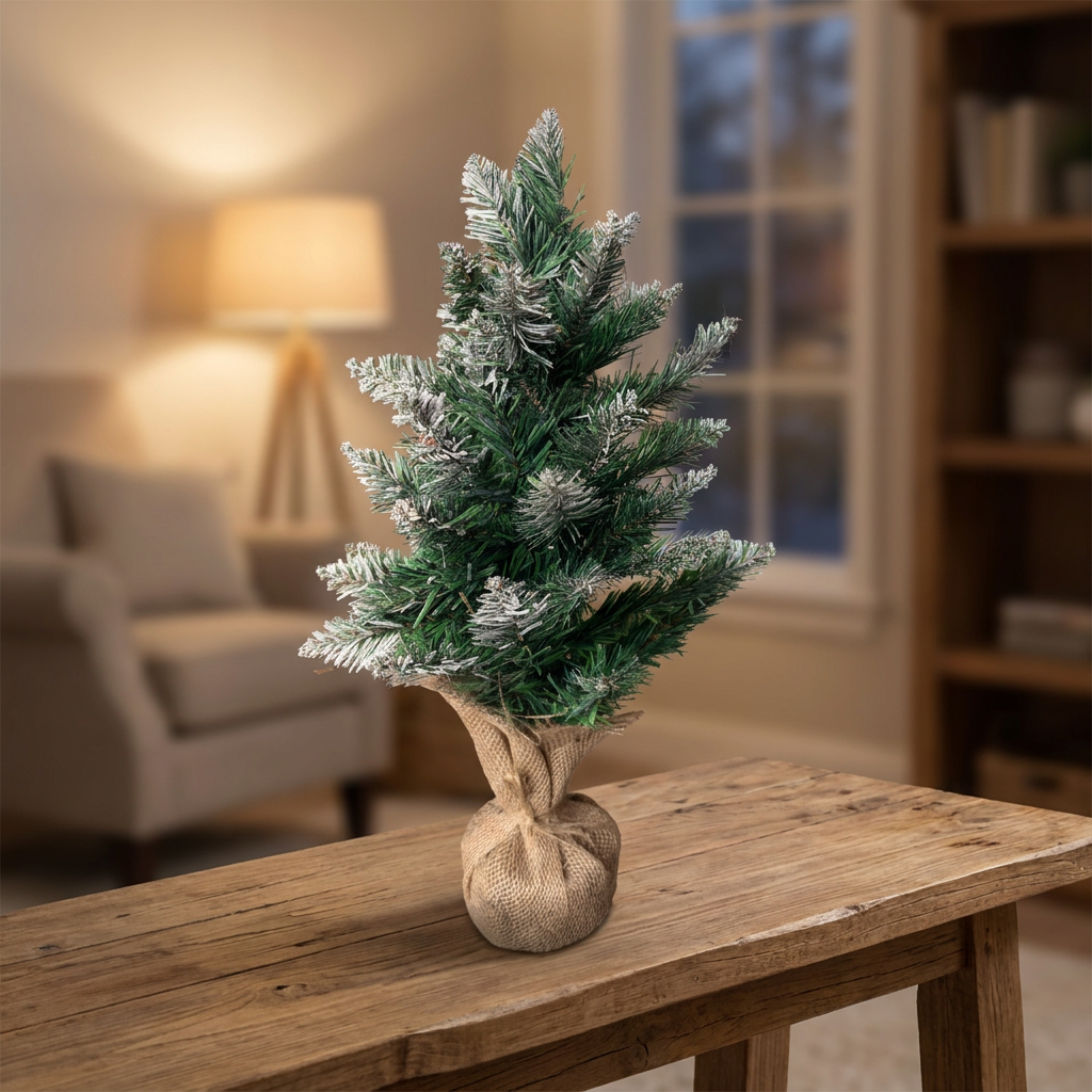 Árbol Nevado con base Arpillera 45 cm