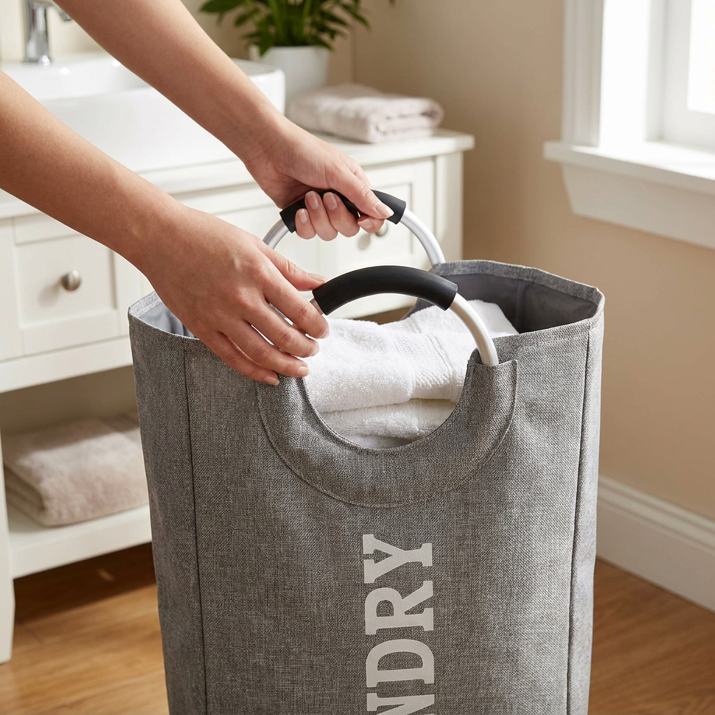 Cesto Laundry Manija Acero Gris