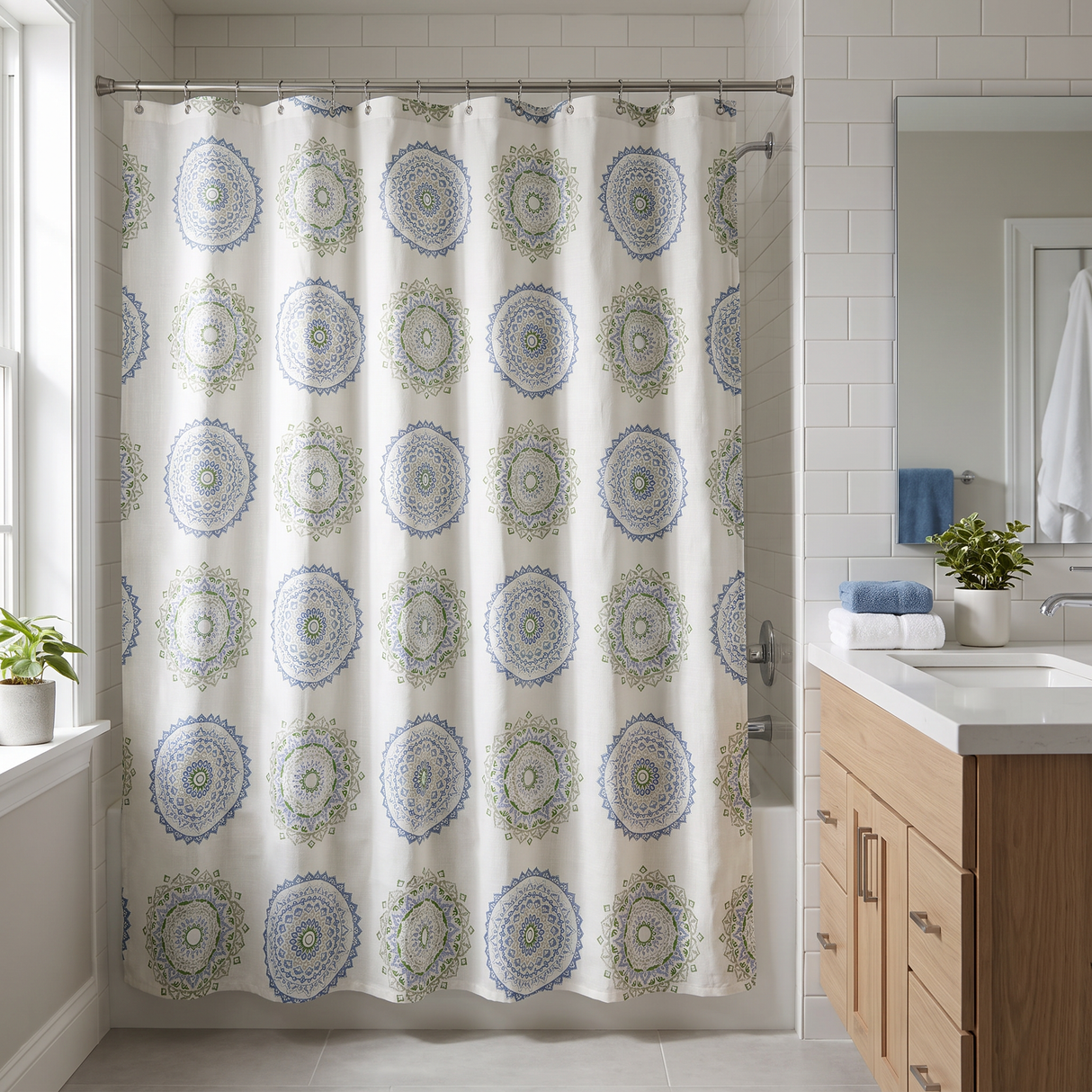 Cortina de Baño Mandala Azul