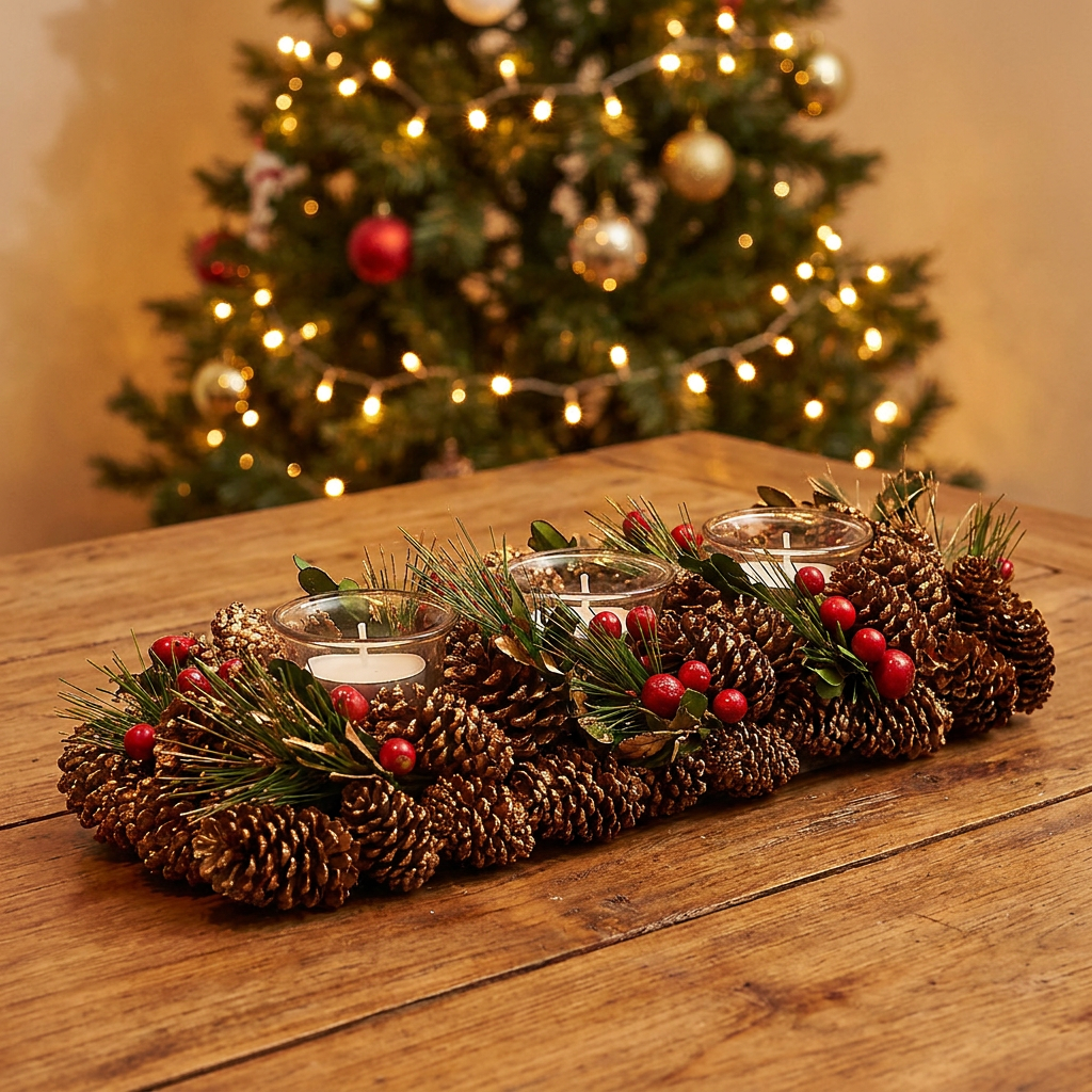 Portavelas Christmas Pine 41 cm