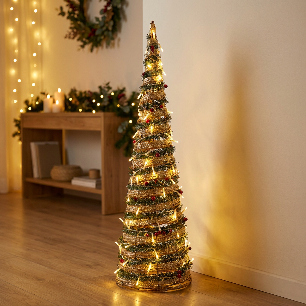 Árbol Golden Wrap Luminoso 80 cm