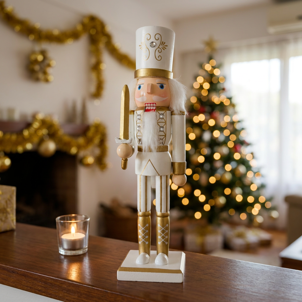 Cascanueces King White & Gold 30 cm