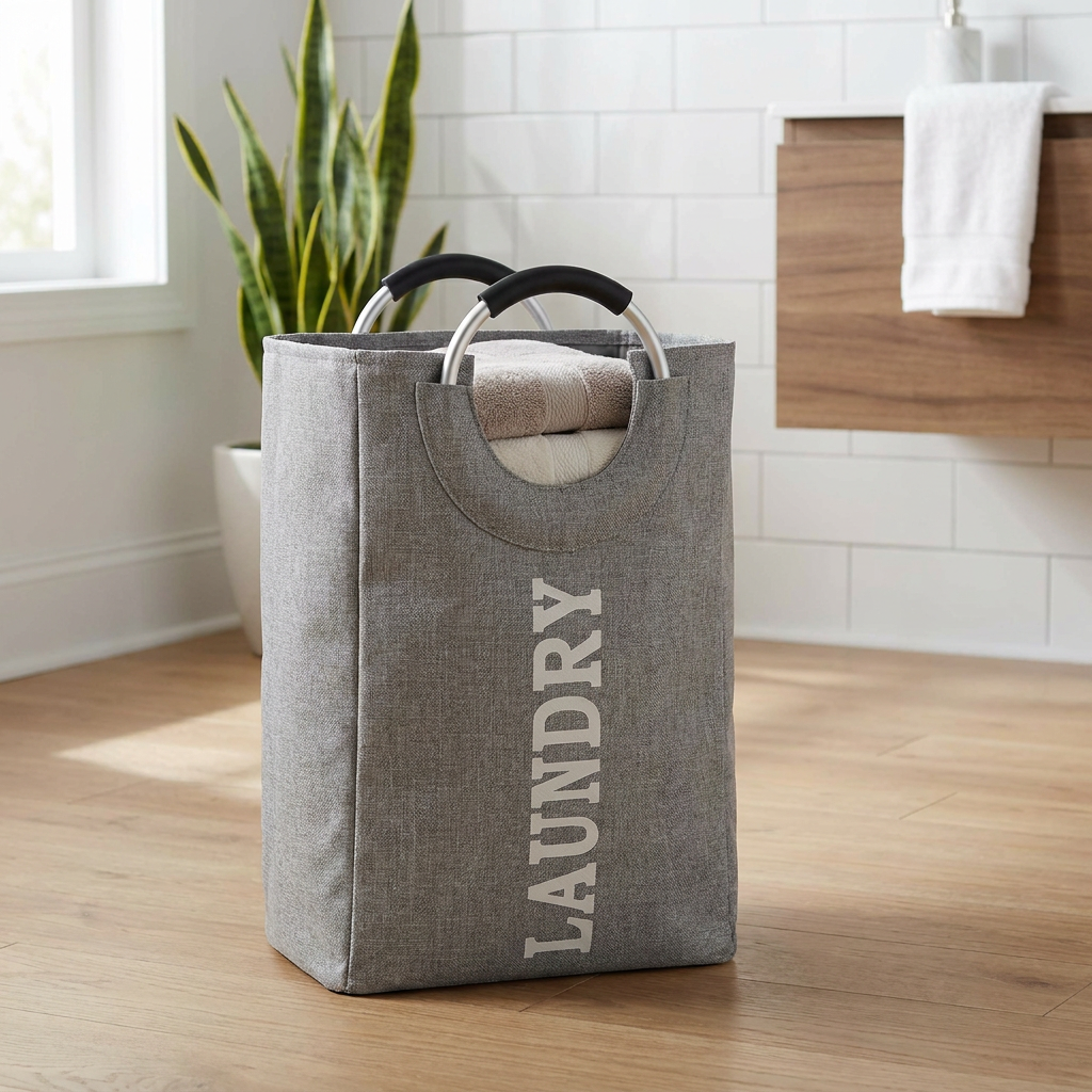 Cesto Laundry Manija Acero Gris