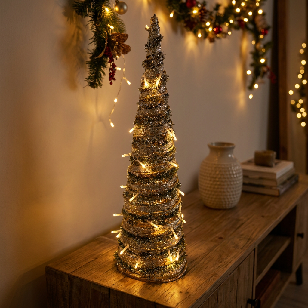 Árbol Golden Wrap Luminoso 60 cm