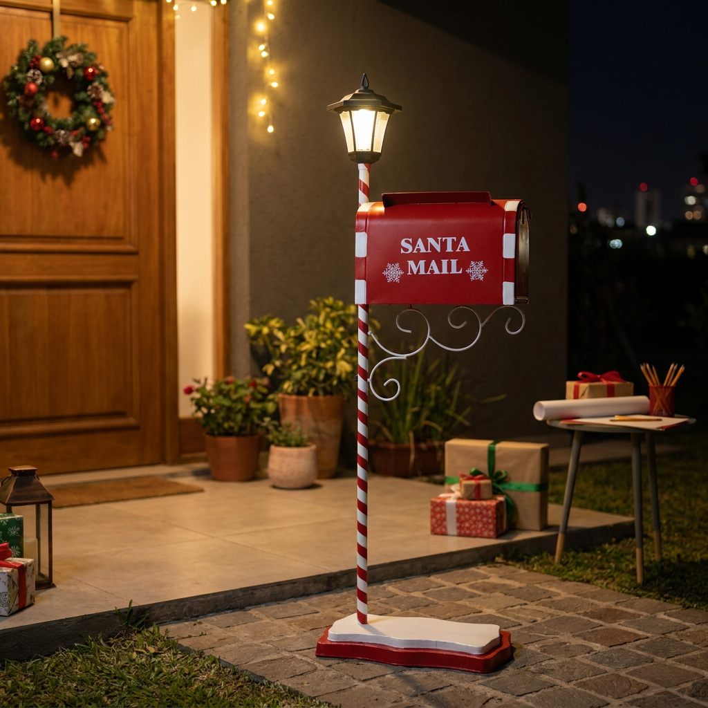 Santa Mailbox con Farol Solar 122 cm