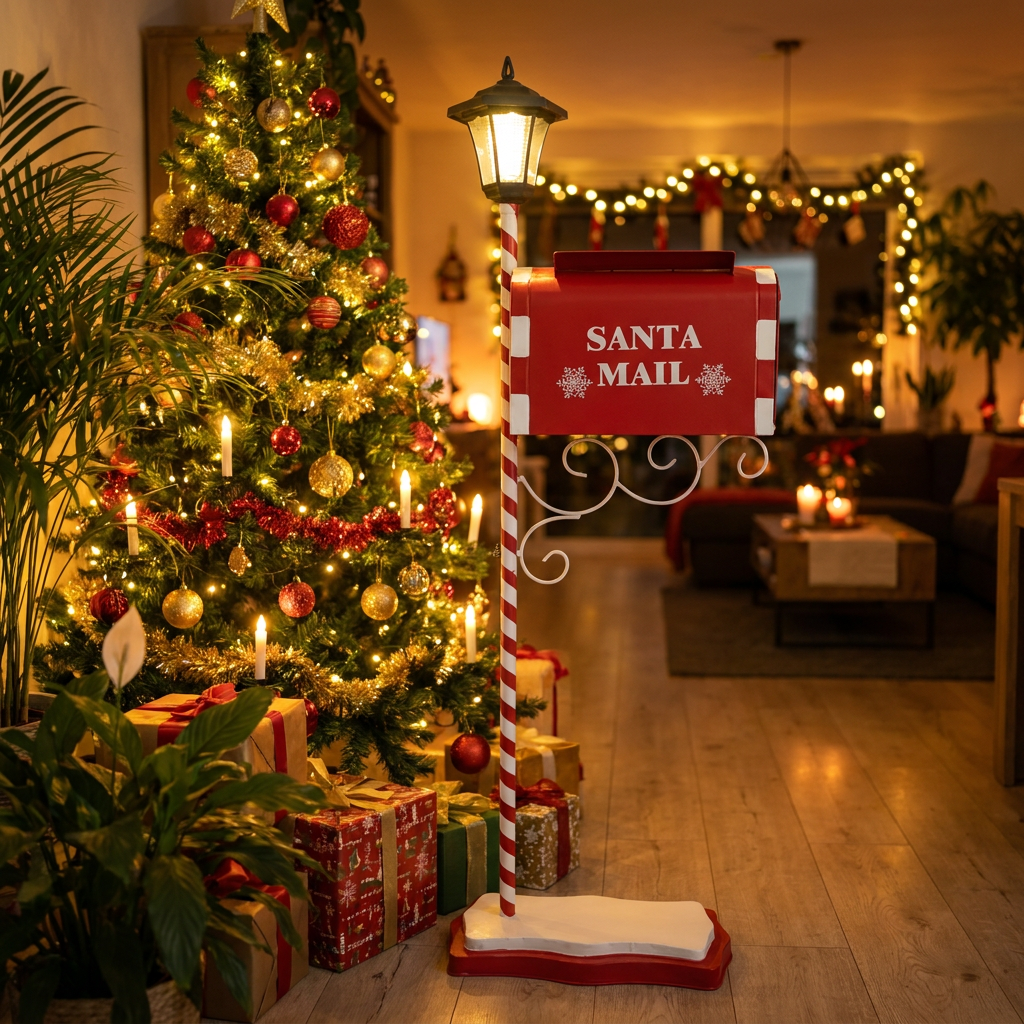 Santa Mailbox con Farol Solar 122 cm