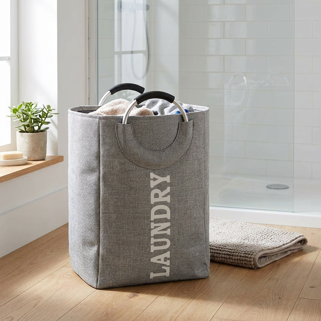 Cesto Laundry Manija Acero Gris