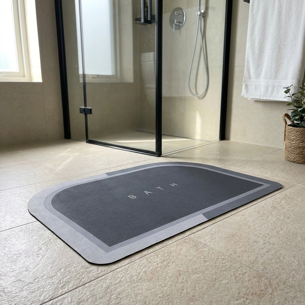 Alfombra Antideslizante Bath Black Curve