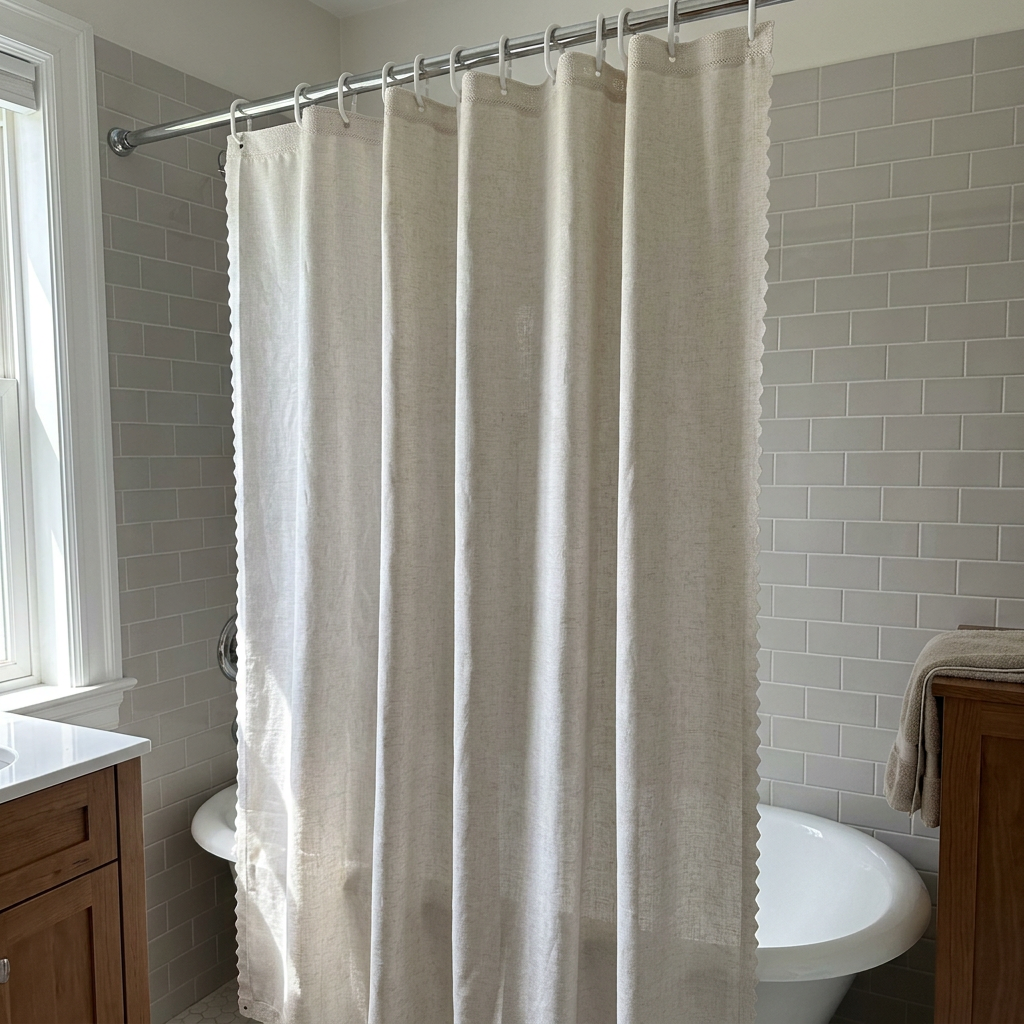 Cortina de Baño Lino Look Beige