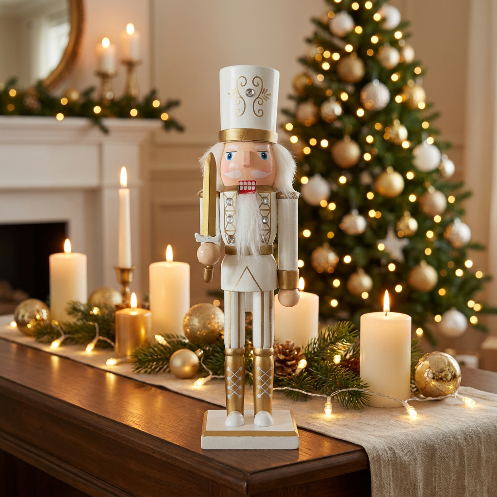 Cascanueces King White & Gold 30 cm