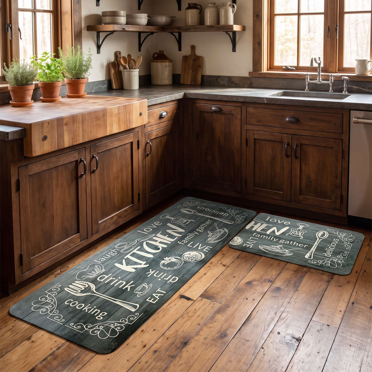 Set Alfombras Antideslizantes Kitchen Gris