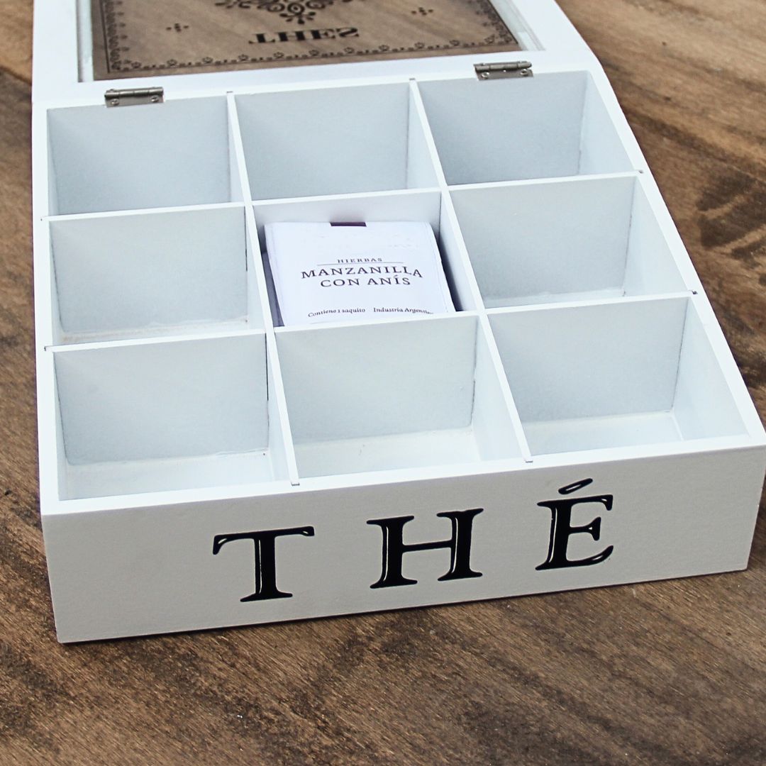 Pack 4 Tazas de té Positano Verde/Caja de té infusions 24cmx24cmx8cm