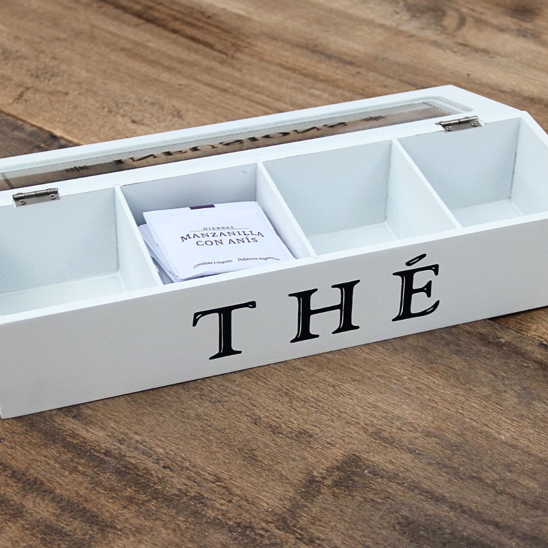 Pack 4 Tazas de té Positano Verde/Caja de té infusions 33cmx11cm x9 cm