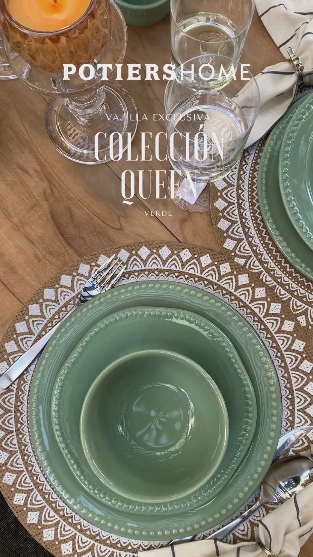 Pack 6 platos playos Queen Verde
