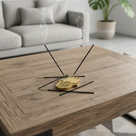 Mano Hamsa Porta Sahumerio Dorado