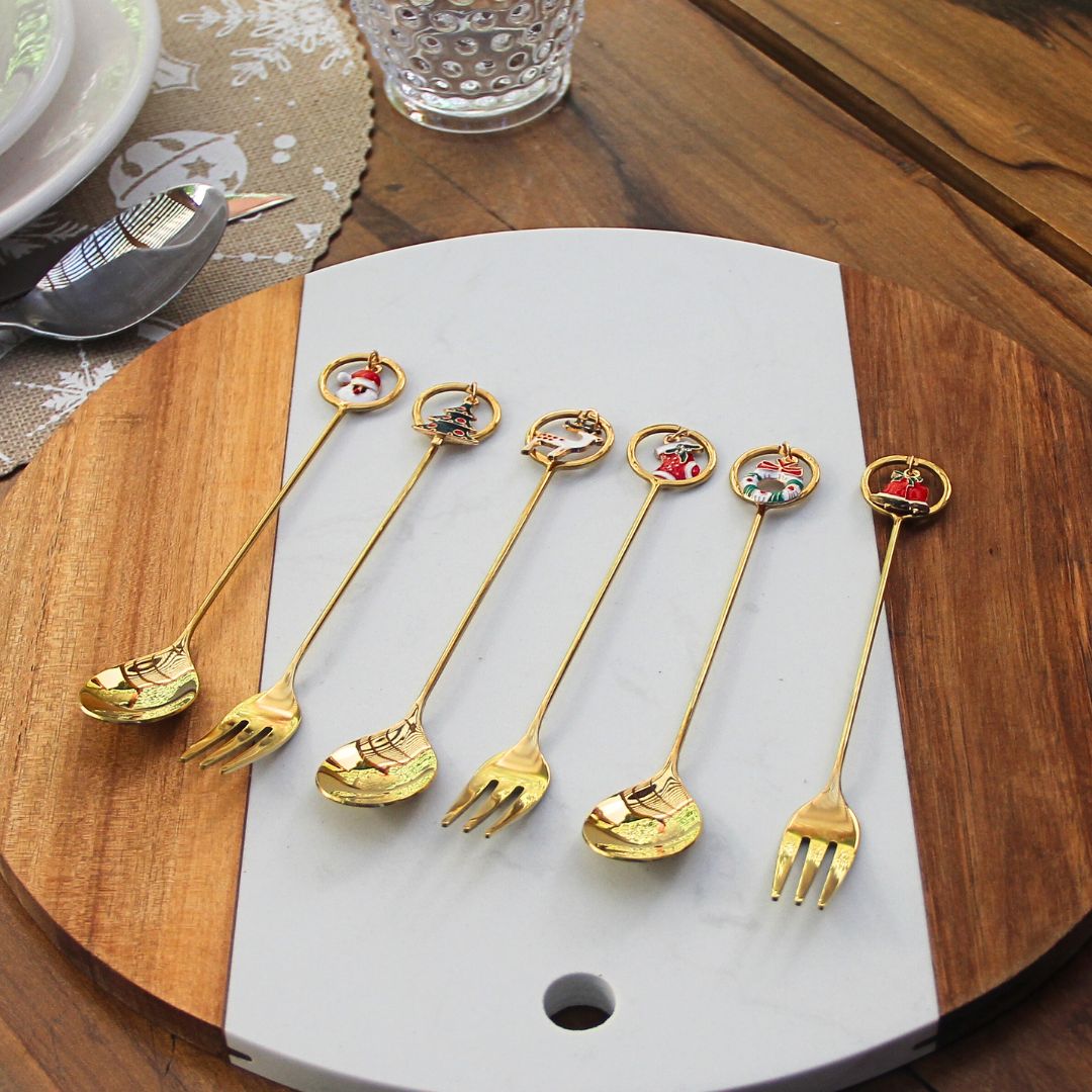Set x 6 Cubiertos Copetin Christmas Charm