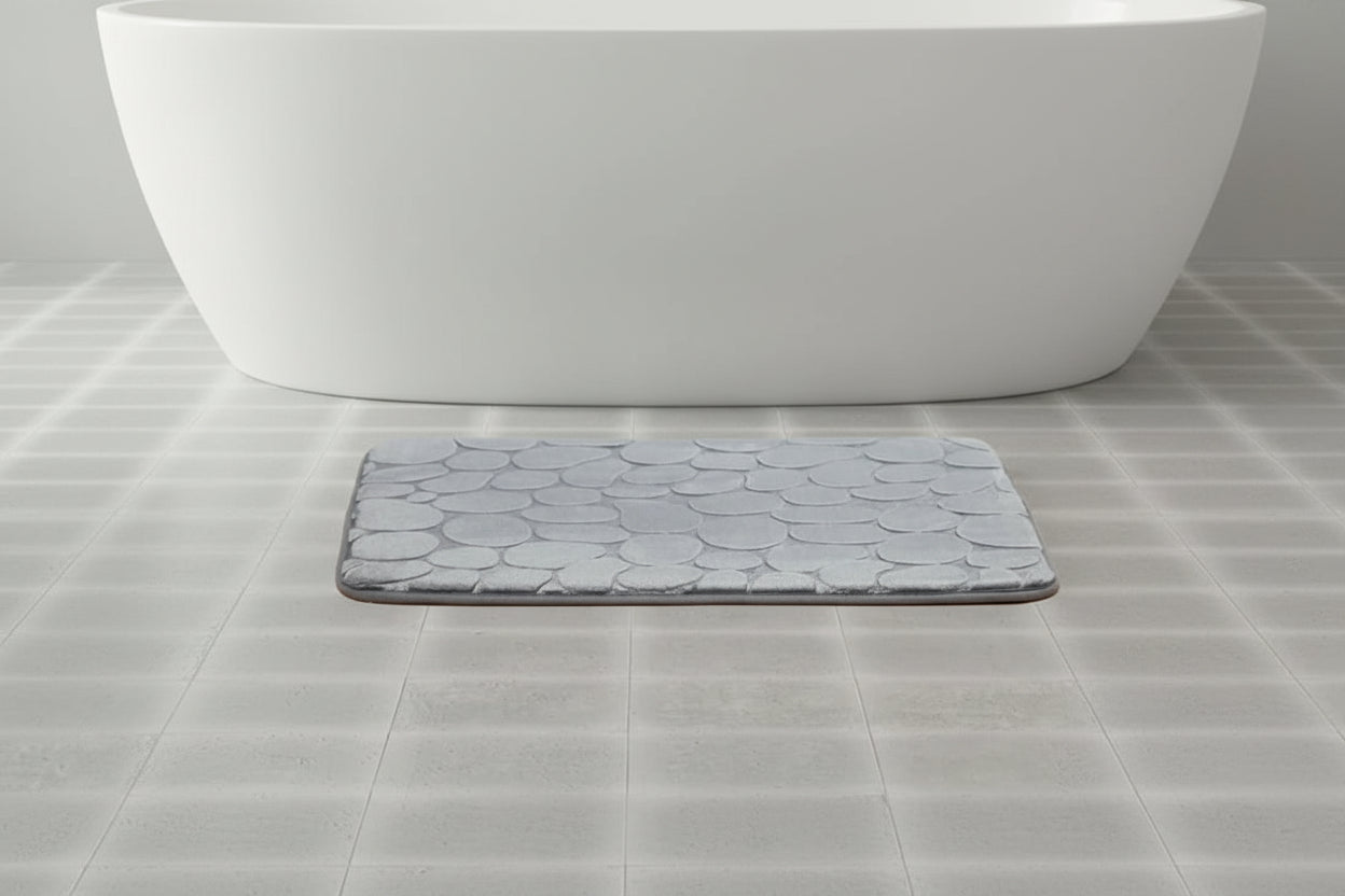 Alfombra de Baño Memory Piedras Gris