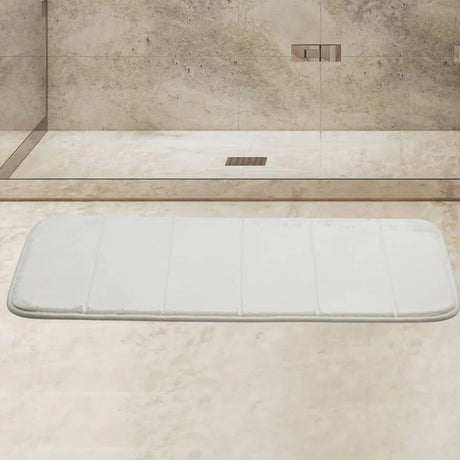 Pack 2 Piezas Alfombra Line Blanca/Tacho Rectangular Tapa Bamboo Beige