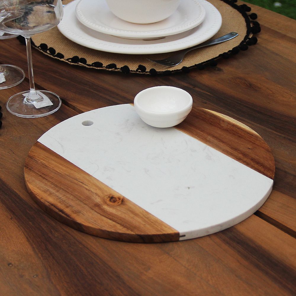 Tabla Marmol Blanco y Madera 30 cm