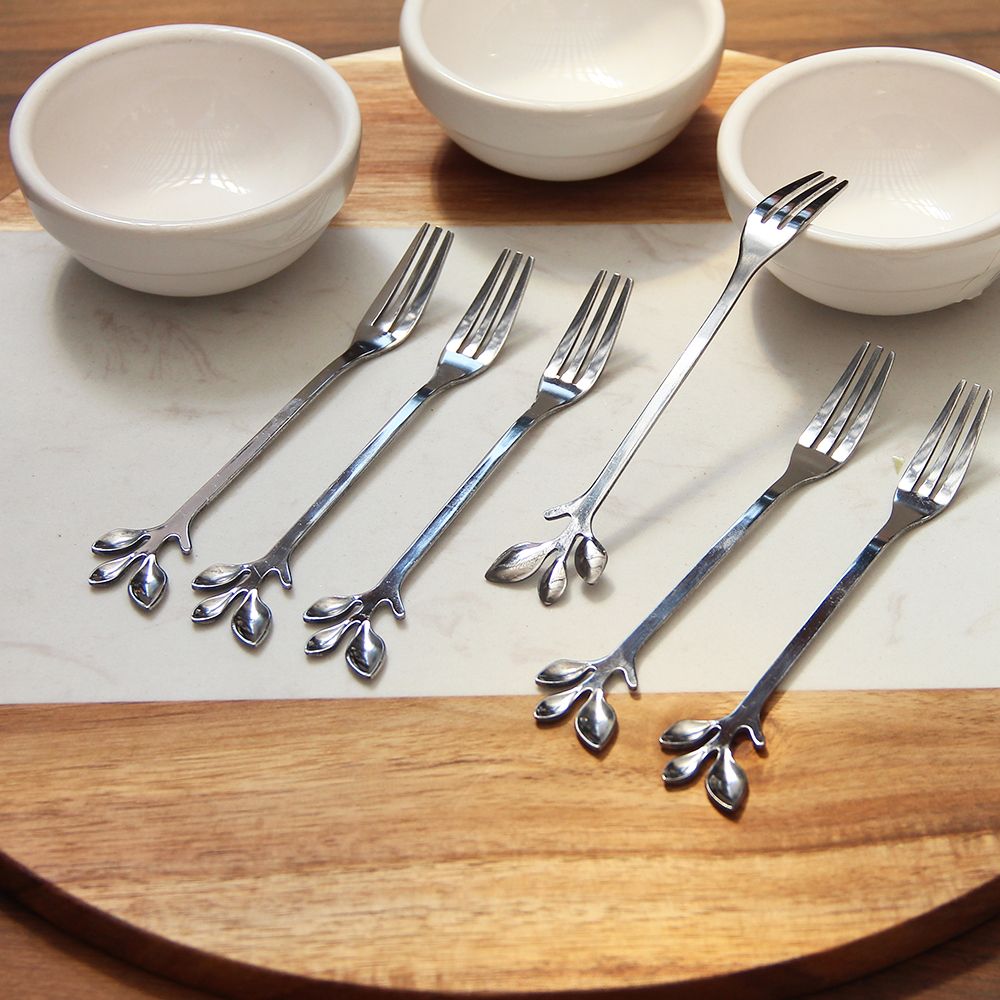 Set x 6 Tenedor Copetin Fleur Silver 12 cm