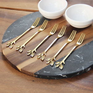 Set x 6 Tenedor Copetin Fleur Gold 12 cm