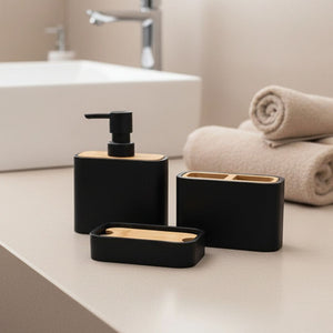 Set de Baño Halo Negro x 3 Piezas