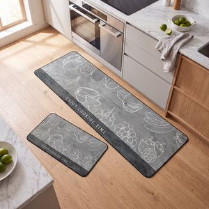 Set Alfombras Antideslizantes Cooking Time Gris