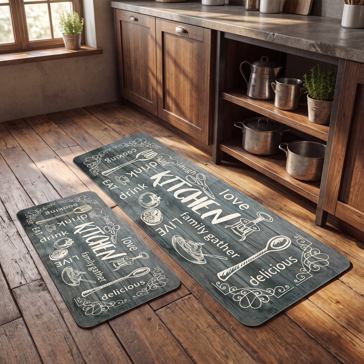 Set Alfombras Antideslizantes Kitchen Gris