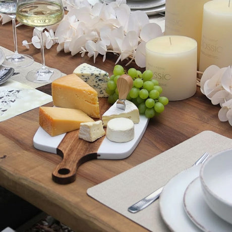 Tabla Marmol Blanco Rect. con Mango 40x22,5 cm