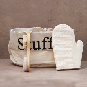 Pack 3 Piezas Organizador Stuff Beige/Cepillo 4 Funciones/Manopla Spa