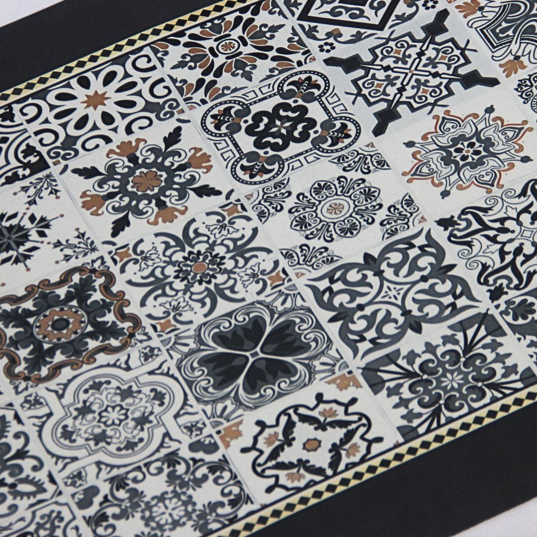 Set  Alfombras de Cocina Black Mosaic