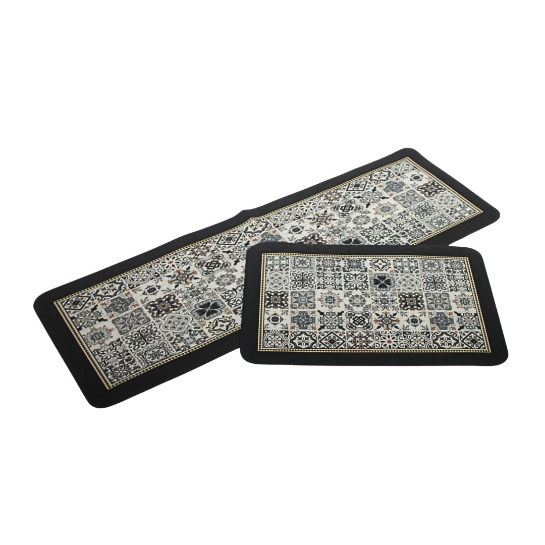 Set  Alfombras de Cocina Black Mosaic