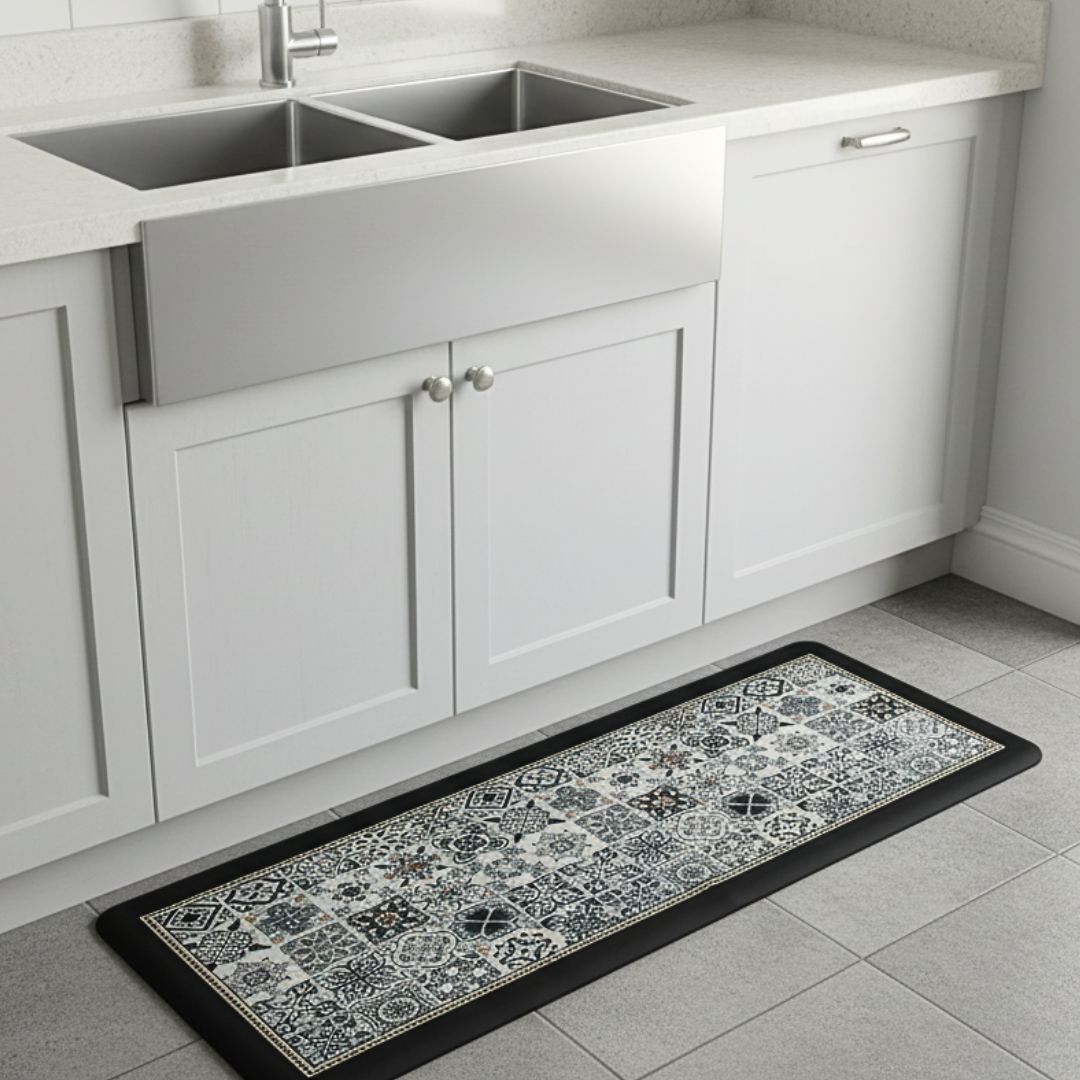Set  Alfombras de Cocina Black Mosaic