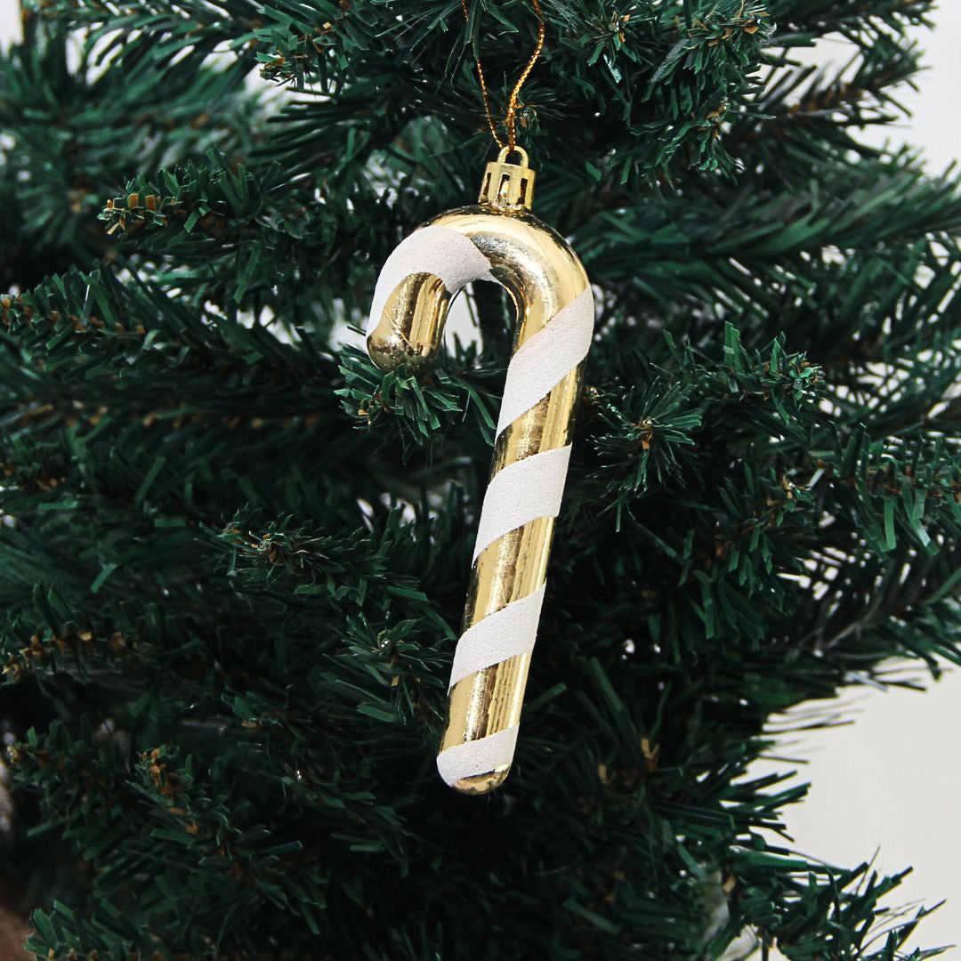 Set x 2 Adorno Candy Cane Gold