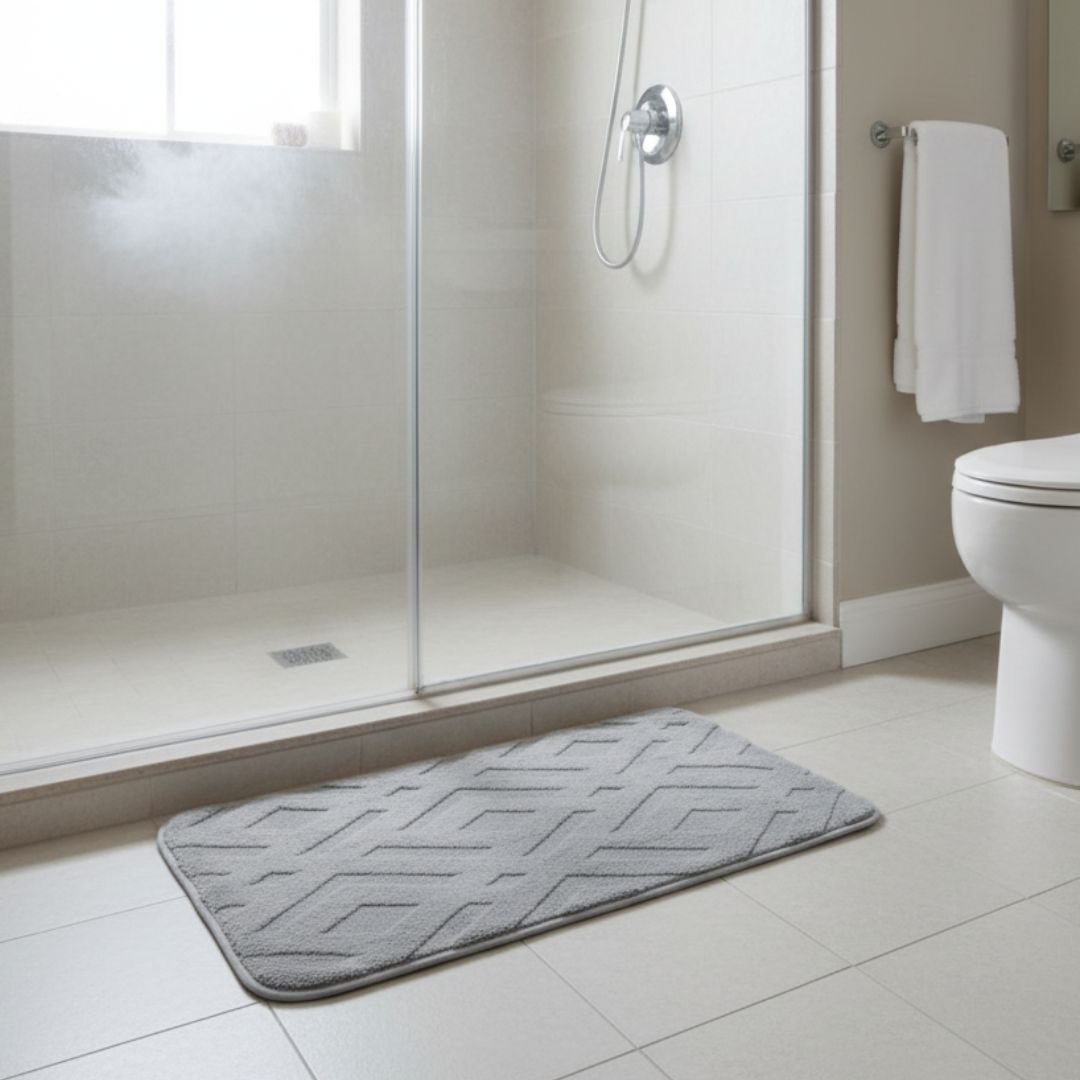 Alfombra de Baño Geo Soft Gris Claro 40x60 cm