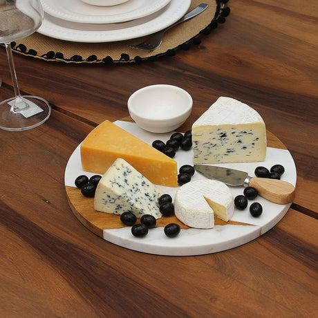 Tabla Marmol Blanco y Madera 25 cm