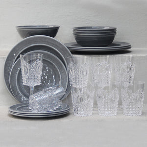 Juego 20 Piezas Melamina Gris/Vasos-Copas Imperial