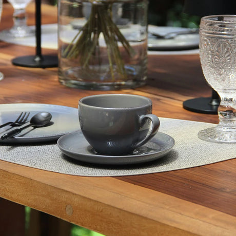 Pack 4 Tazas Positano Gris/Tetera Hierro Azul