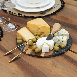 Tabla Marmol Negro y Madera 25 cm