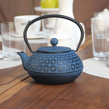 Pack 4 Tazas Positano Verde/Tetera Hierro Azul