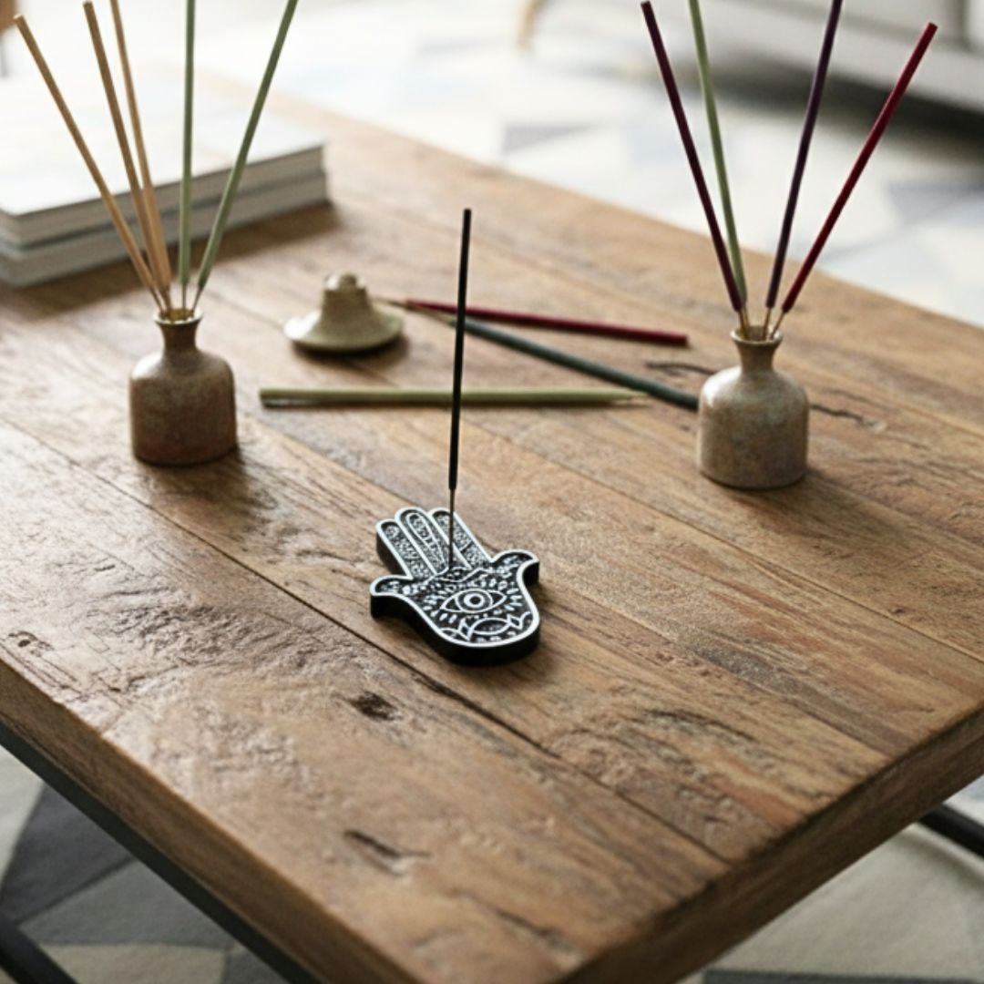 Mano Hamsa Porta Sahumerio Negro