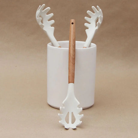 Pack 3 Utensilios Blanco/Cuchara Pasta/Cucharón/Cuchara Agujereada