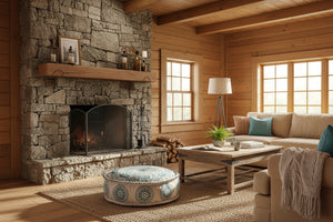 Puff Mandala Azul 60x20 Cm