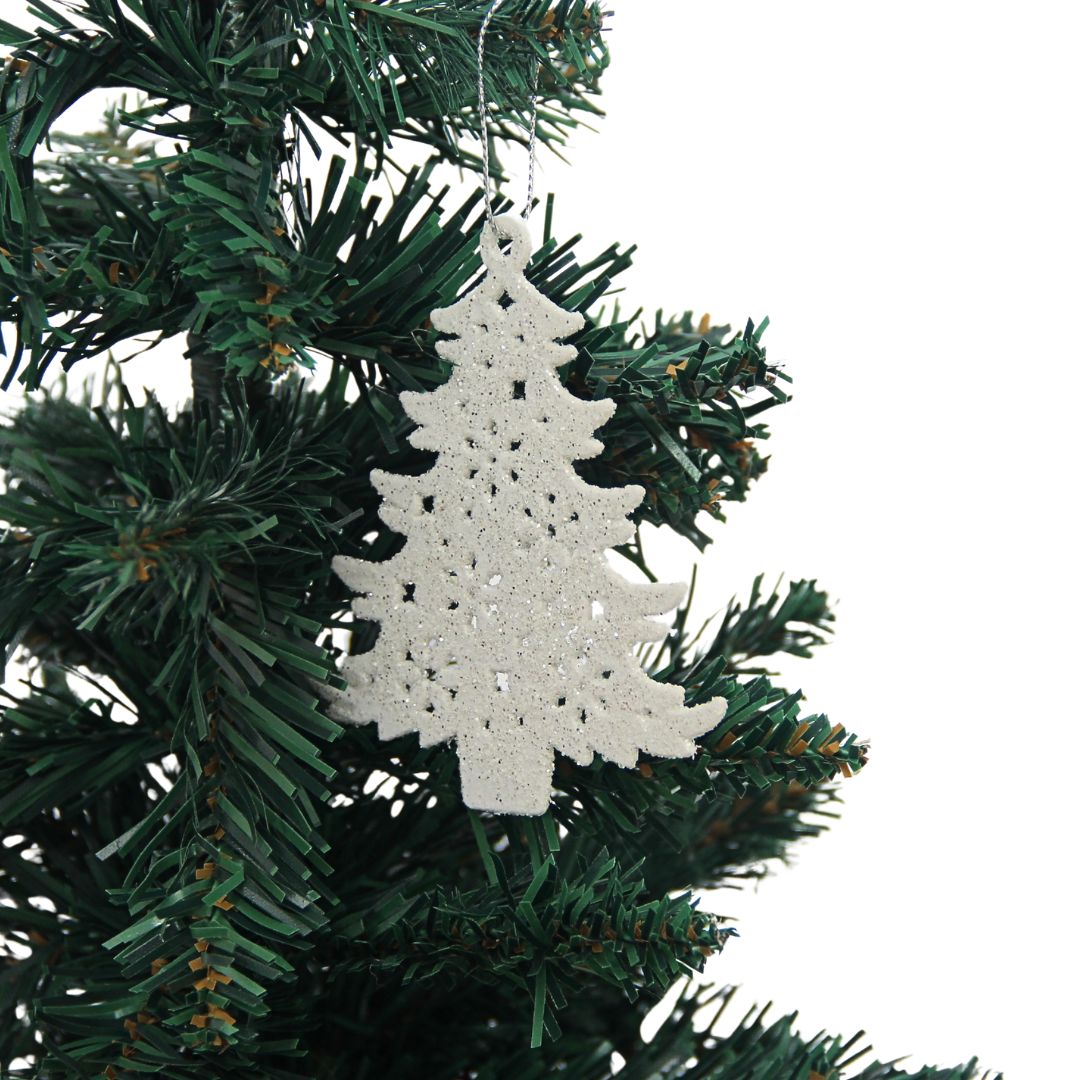 Adorno White Tree x 6 Piezas