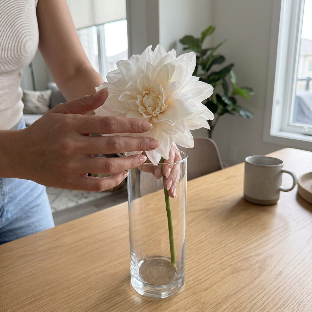 Dahlia White Stem 62 cm