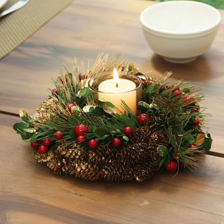 Corona Navideña con Portavela