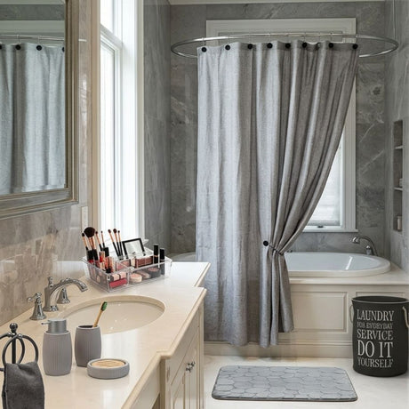 Cortina de Baño Lino Look Gris Oscuro