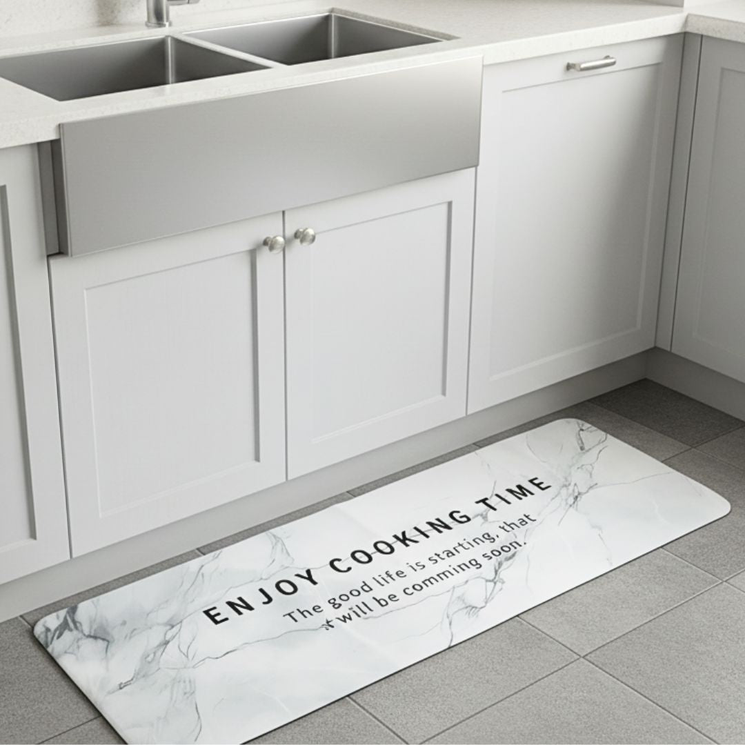 Set Alfombras Antideslizantes Marble White