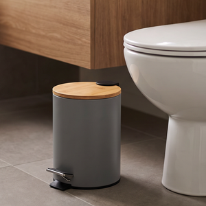 Tacho con Tapa Bambú Cierre Soft 3 L Gris