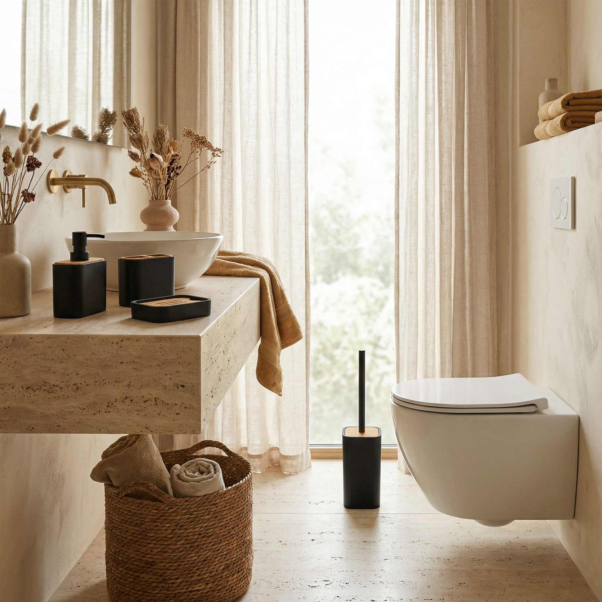 Set de Baño Halo Negro x 4 Piezas